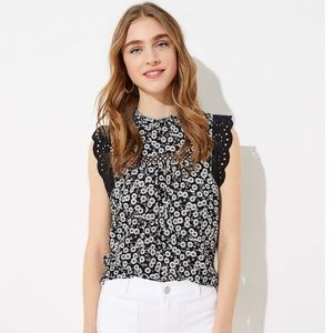 Loft floral lace trimmed shell